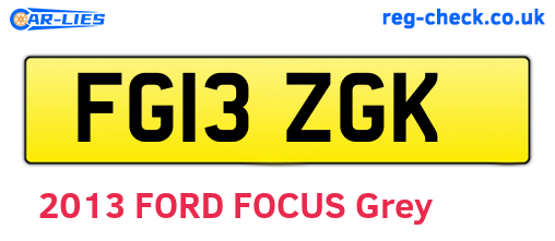 FG13ZGK are the vehicle registration plates.