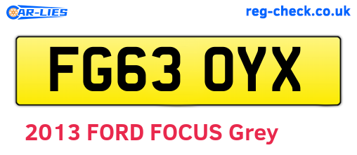 FG63OYX are the vehicle registration plates.