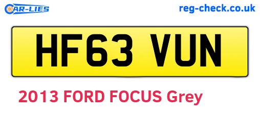 HF63VUN are the vehicle registration plates.