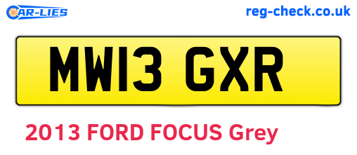 MW13GXR are the vehicle registration plates.