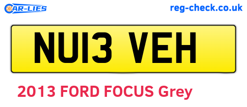 NU13VEH are the vehicle registration plates.