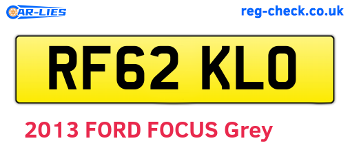 RF62KLO are the vehicle registration plates.