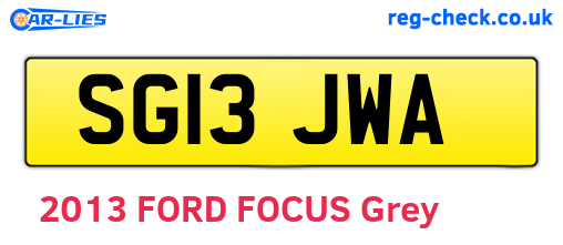 SG13JWA are the vehicle registration plates.