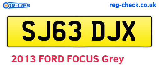 SJ63DJX are the vehicle registration plates.