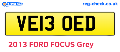 VE13OED are the vehicle registration plates.
