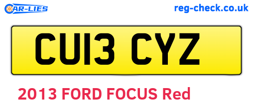 CU13CYZ are the vehicle registration plates.
