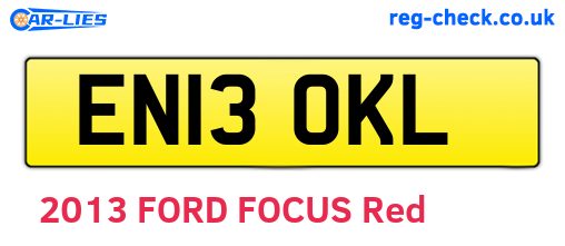 EN13OKL are the vehicle registration plates.