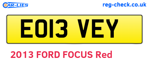 EO13VEY are the vehicle registration plates.