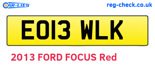 EO13WLK are the vehicle registration plates.