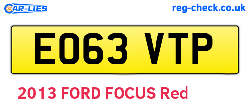 EO63VTP are the vehicle registration plates.
