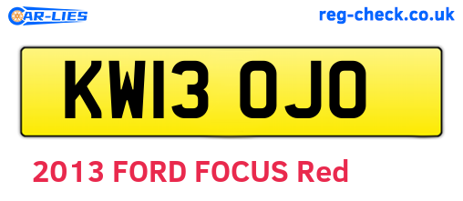 KW13OJO are the vehicle registration plates.