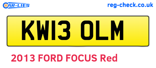 KW13OLM are the vehicle registration plates.