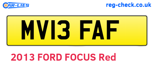 MV13FAF are the vehicle registration plates.