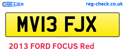 MV13FJX are the vehicle registration plates.