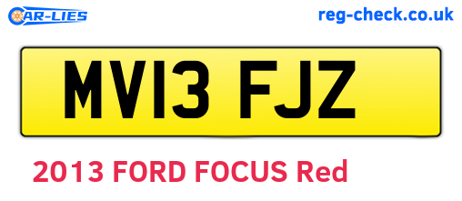 MV13FJZ are the vehicle registration plates.
