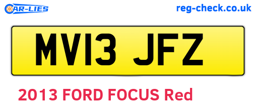 MV13JFZ are the vehicle registration plates.