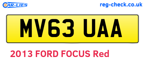 MV63UAA are the vehicle registration plates.