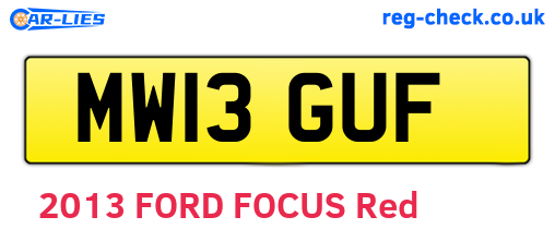 MW13GUF are the vehicle registration plates.
