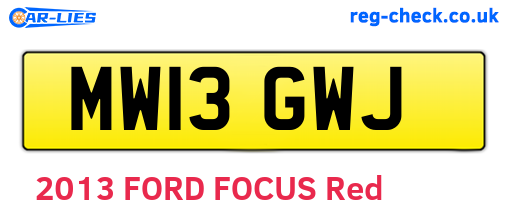MW13GWJ are the vehicle registration plates.