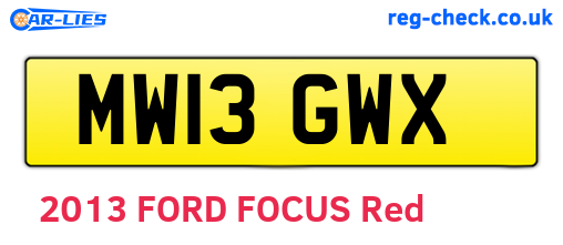 MW13GWX are the vehicle registration plates.