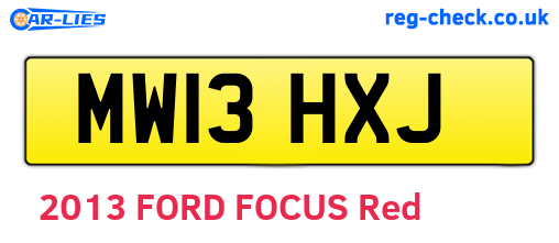 MW13HXJ are the vehicle registration plates.