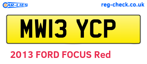 MW13YCP are the vehicle registration plates.
