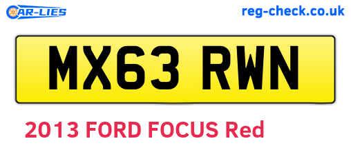 MX63RWN are the vehicle registration plates.