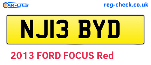 NJ13BYD are the vehicle registration plates.