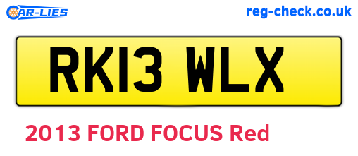 RK13WLX are the vehicle registration plates.