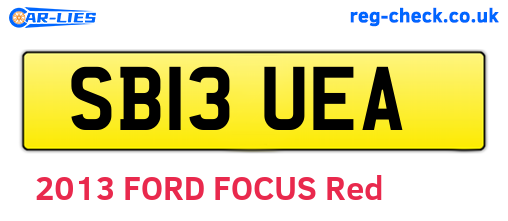 SB13UEA are the vehicle registration plates.