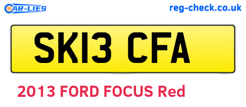 SK13CFA are the vehicle registration plates.