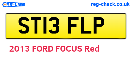ST13FLP are the vehicle registration plates.