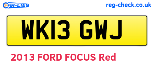 WK13GWJ are the vehicle registration plates.