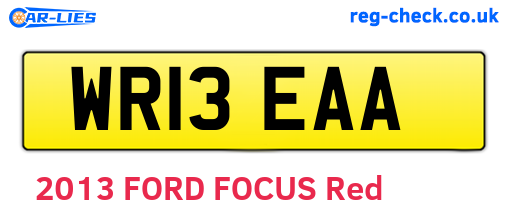 WR13EAA are the vehicle registration plates.