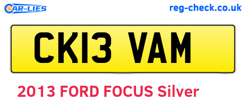 CK13VAM are the vehicle registration plates.