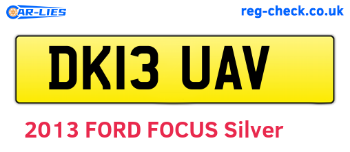 DK13UAV are the vehicle registration plates.