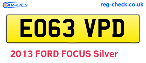 EO63VPD are the vehicle registration plates.
