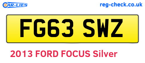 FG63SWZ are the vehicle registration plates.