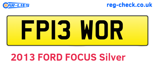 FP13WOR are the vehicle registration plates.