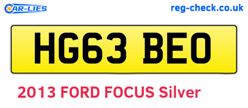 HG63BEO are the vehicle registration plates.
