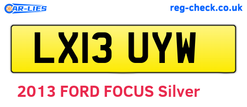 LX13UYW are the vehicle registration plates.