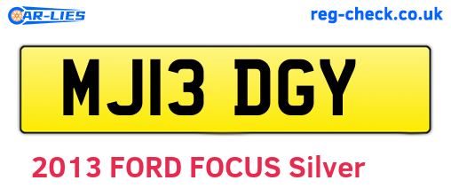 MJ13DGY are the vehicle registration plates.