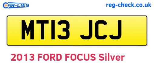 MT13JCJ are the vehicle registration plates.