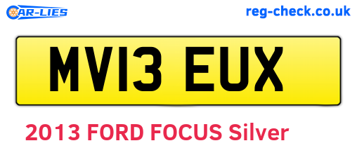 MV13EUX are the vehicle registration plates.
