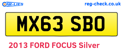 MX63SBO are the vehicle registration plates.