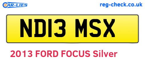 ND13MSX are the vehicle registration plates.