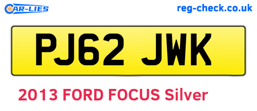 PJ62JWK are the vehicle registration plates.
