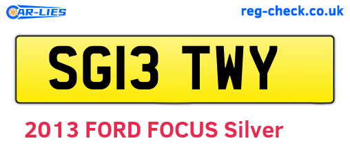 SG13TWY are the vehicle registration plates.