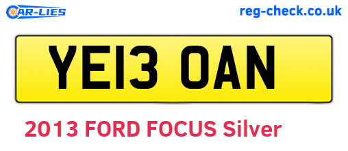YE13OAN are the vehicle registration plates.