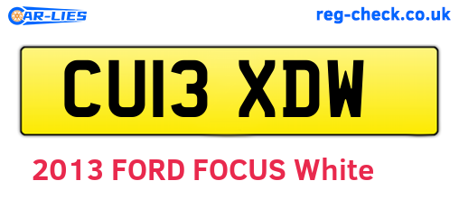 CU13XDW are the vehicle registration plates.